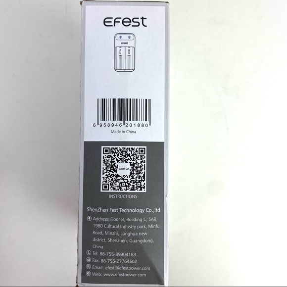 EFest Lush Q2 2 Slot Lithium Battery Charger 3.6V 3.7V 2.0A LED Indicators Black - Picture 3 of 5